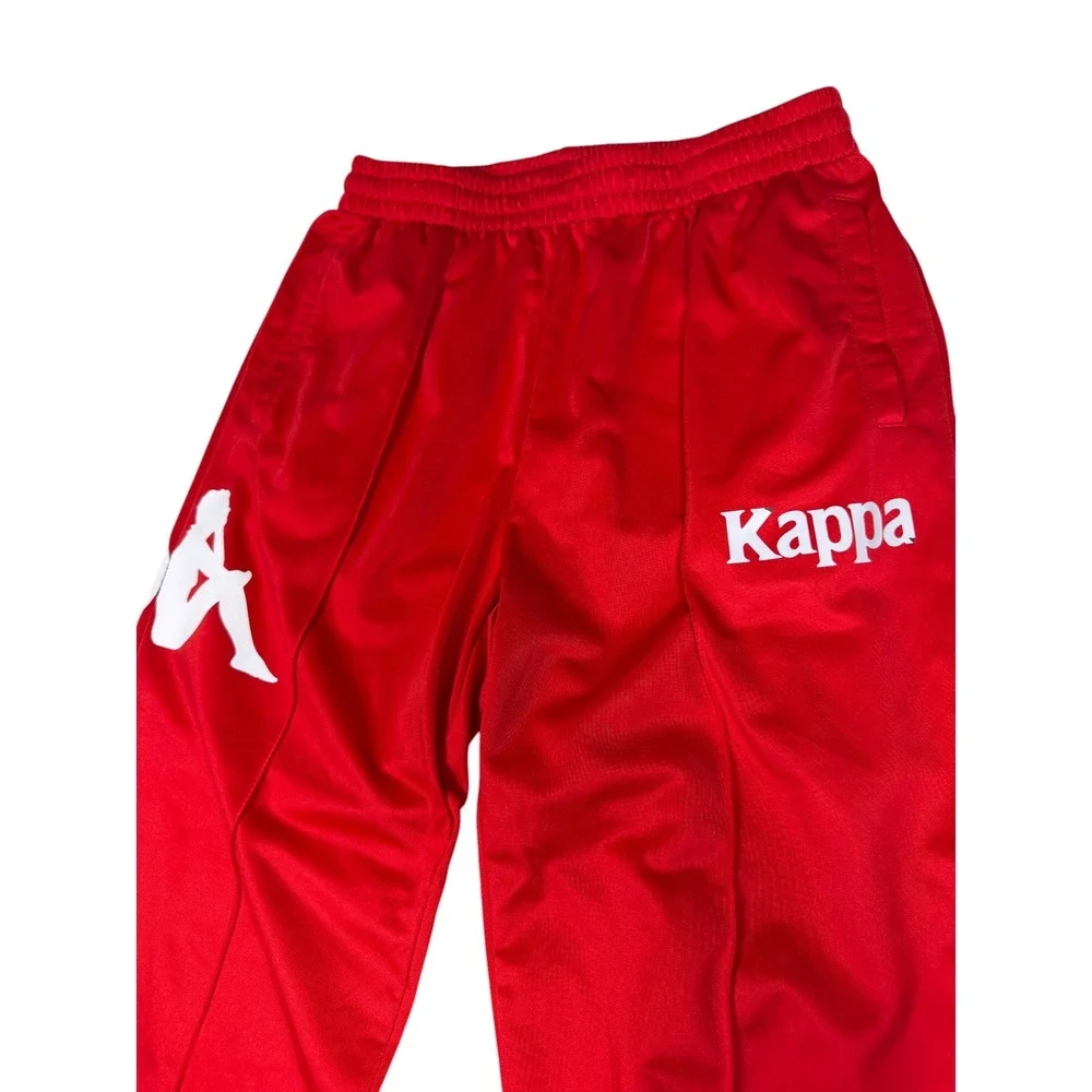 Kappa Mens Red Track Pants Large Omini Logo Straight Leg Athletic Sweatpants L - Picture 2 of 4